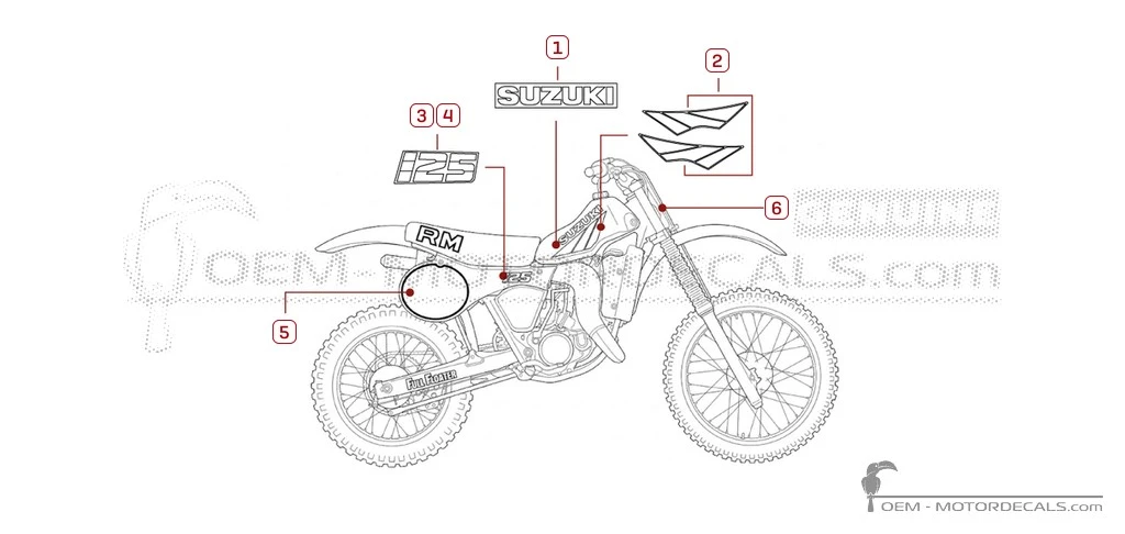 Decals for Suzuki RM125 1983 • Suzuki OEM Decals