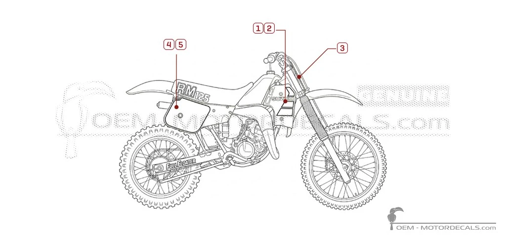 Pegatinas para Suzuki RM125 1984 • Suzuki Pegatinas OEM