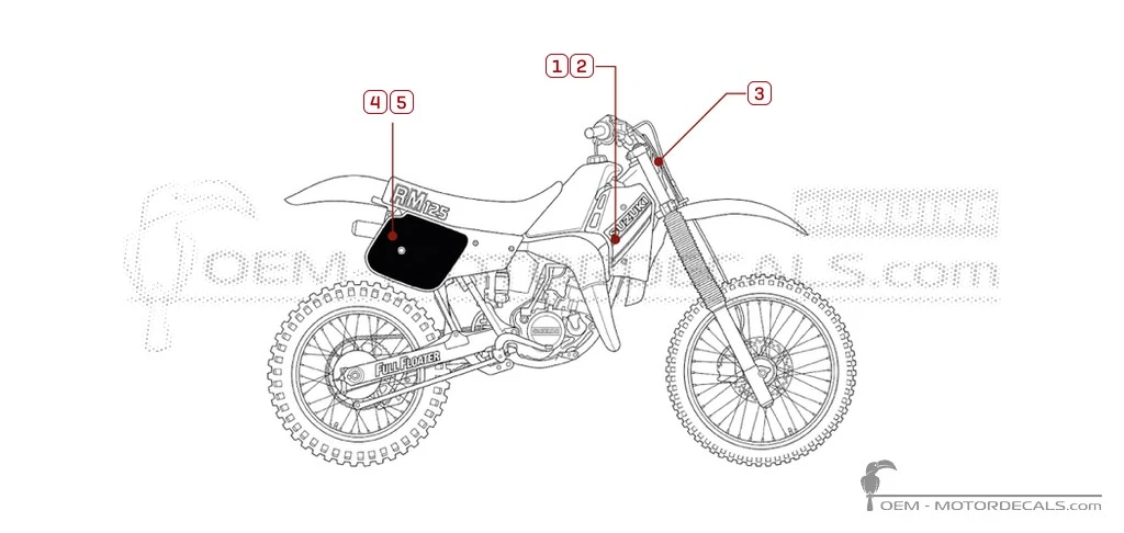 Adesivi per Suzuki RM125 1985 • Suzuki Adesivi OEM