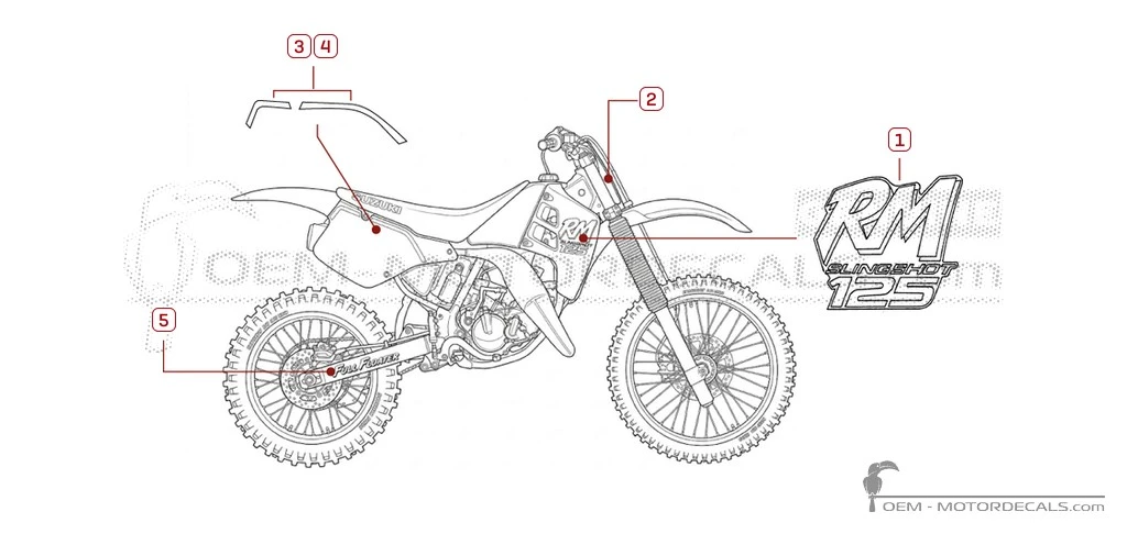 Stickers voor Suzuki RM125 1989 • Suzuki OEM Stickers
