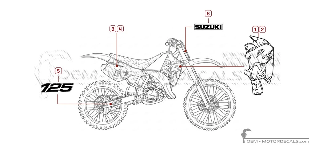 Naklejki do Suzuki RM125 1991 • Suzuki Naklejki OEM