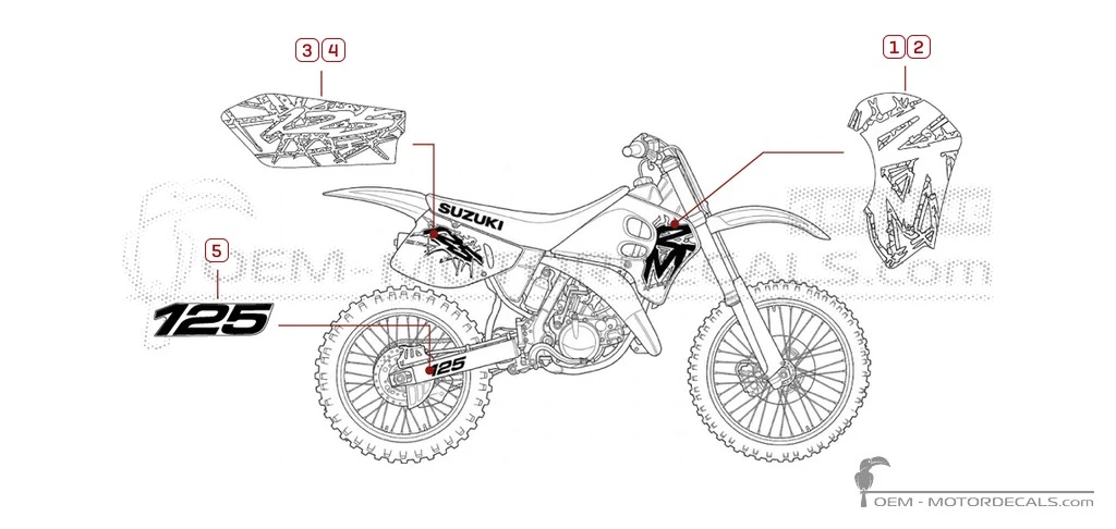 Decals for Suzuki RM125 1993 • Suzuki OEM Decals