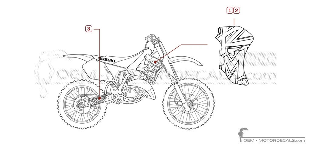 Stickers voor Suzuki RM125 1997 • Suzuki OEM Stickers