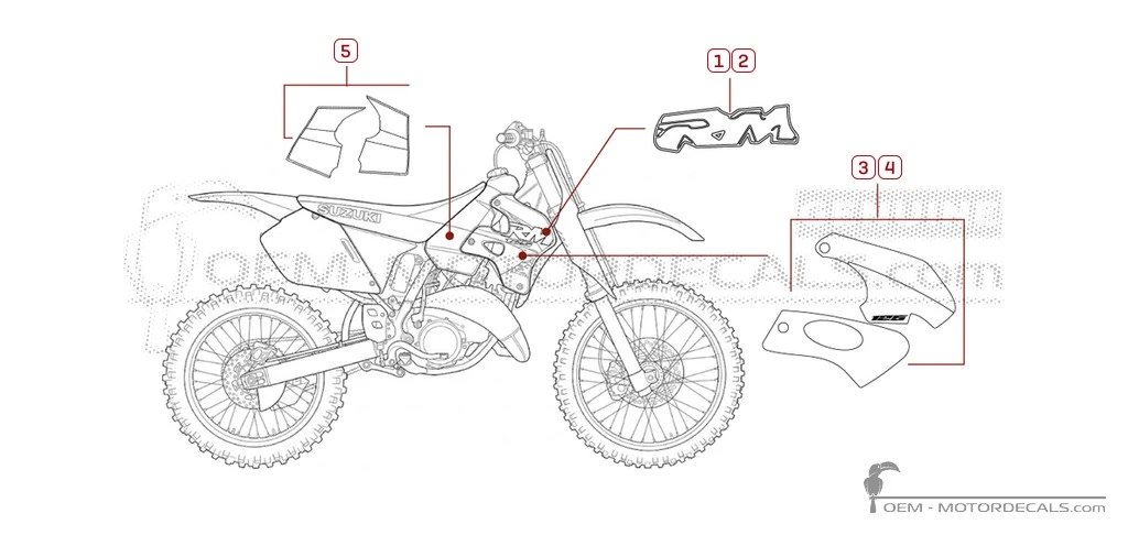 Naklejki do Suzuki RM125 1998 • Suzuki Naklejki OEM