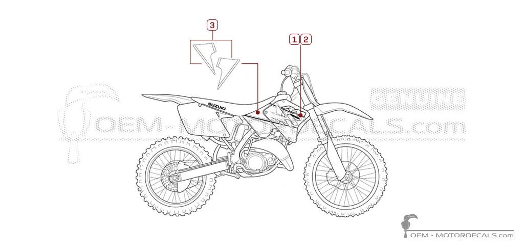 Autocollants pour Suzuki RM125 2001 • Suzuki Autocollants OEM