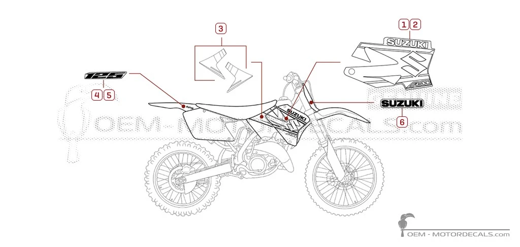 Decals for Suzuki RM125 2002 • Suzuki OEM Decals
