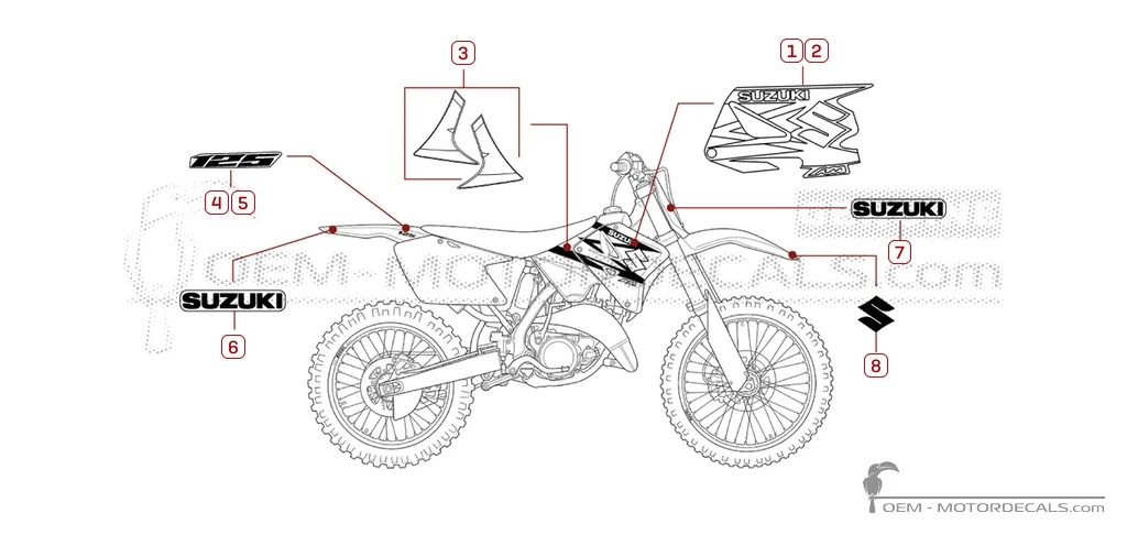 Aufkleber für Suzuki RM125 2004 • Suzuki OEM-Aufkleber