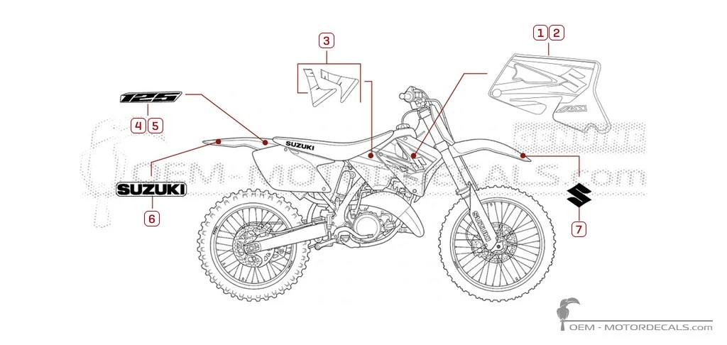 Decals for Suzuki RM125 2006 • Suzuki OEM Decals