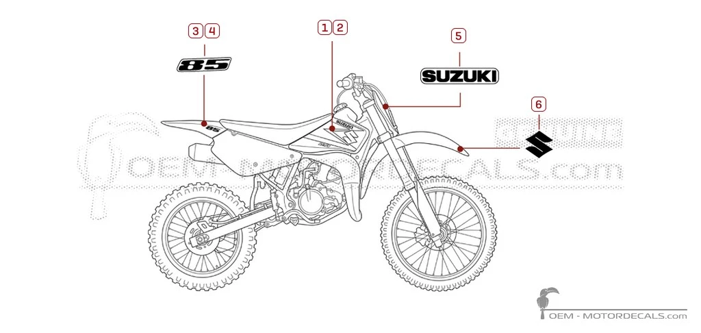 Adesivi per Suzuki RM85 2004 • Suzuki Adesivi OEM
