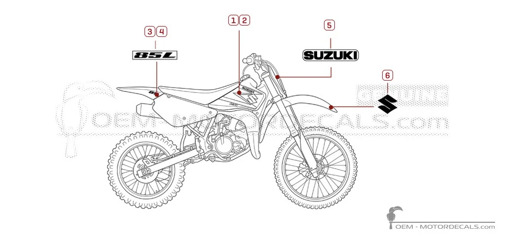 Adesivi per Suzuki RM85 L 2004 • Suzuki Adesivi OEM