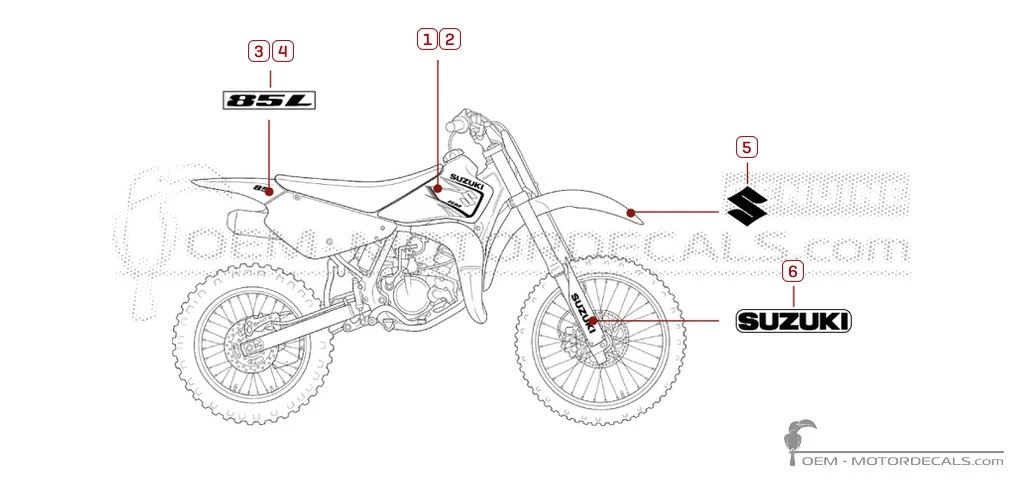 Adesivi per Suzuki RM85 L 2007 • Suzuki Adesivi OEM