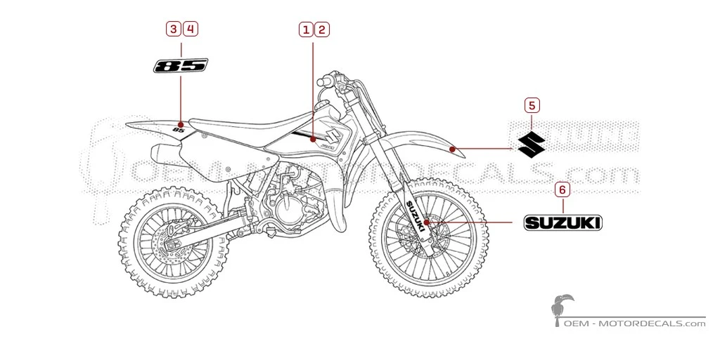 Pegatinas para Suzuki RM85 2009 • Suzuki Pegatinas OEM