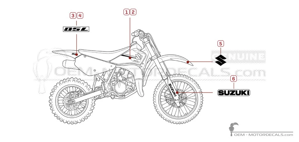 Pegatinas para Suzuki RM85 L 2009 • Suzuki Pegatinas OEM