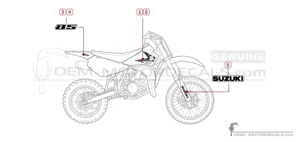 Autocollants pour Suzuki RM85 2010 • Suzuki Autocollants OEM