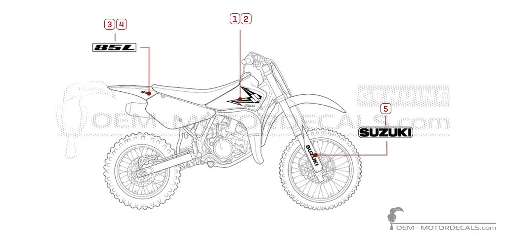 Adesivi per Suzuki RM85 L 2014 • Suzuki Adesivi OEM