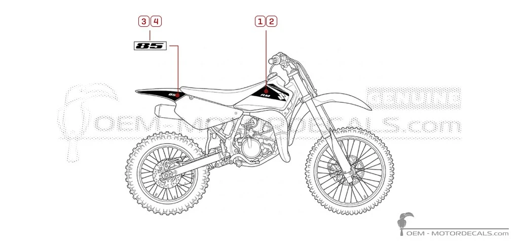 Aufkleber für Suzuki RM85 2016 • Suzuki OEM-Aufkleber