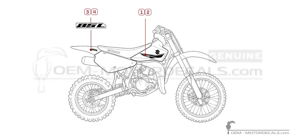 Aufkleber für Suzuki RM85 L 2020 • Suzuki OEM-Aufkleber