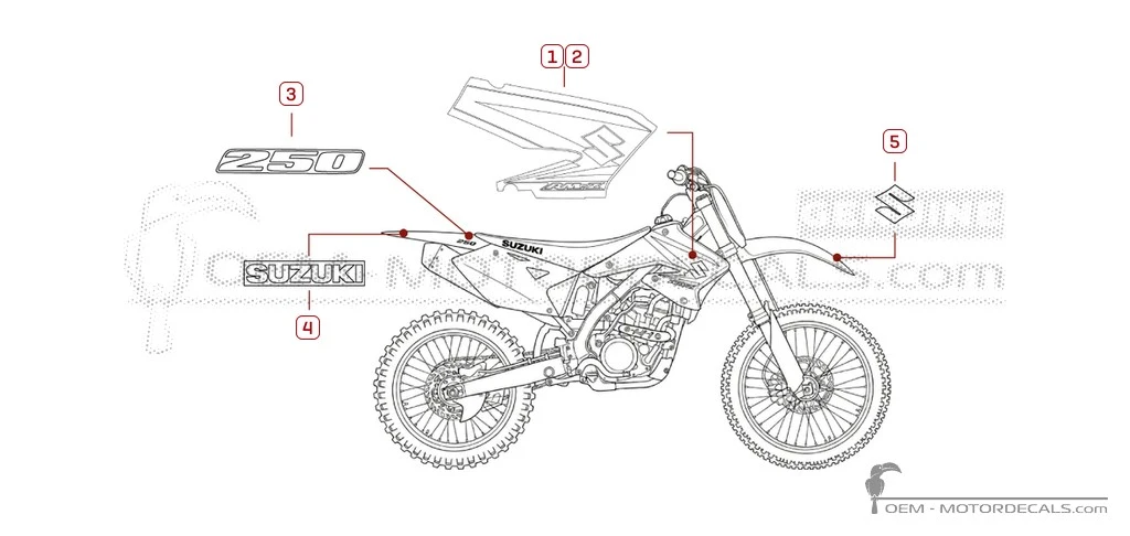 Decals for Suzuki RM-Z250 2005 • Suzuki OEM Decals