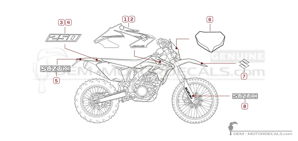 Pegatinas para Suzuki RM-Z250 2009 • Suzuki Pegatinas OEM