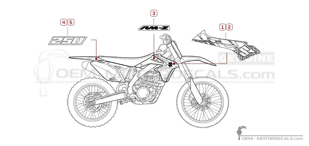 Decals for Suzuki RM-Z250 2014 • Suzuki OEM Decals