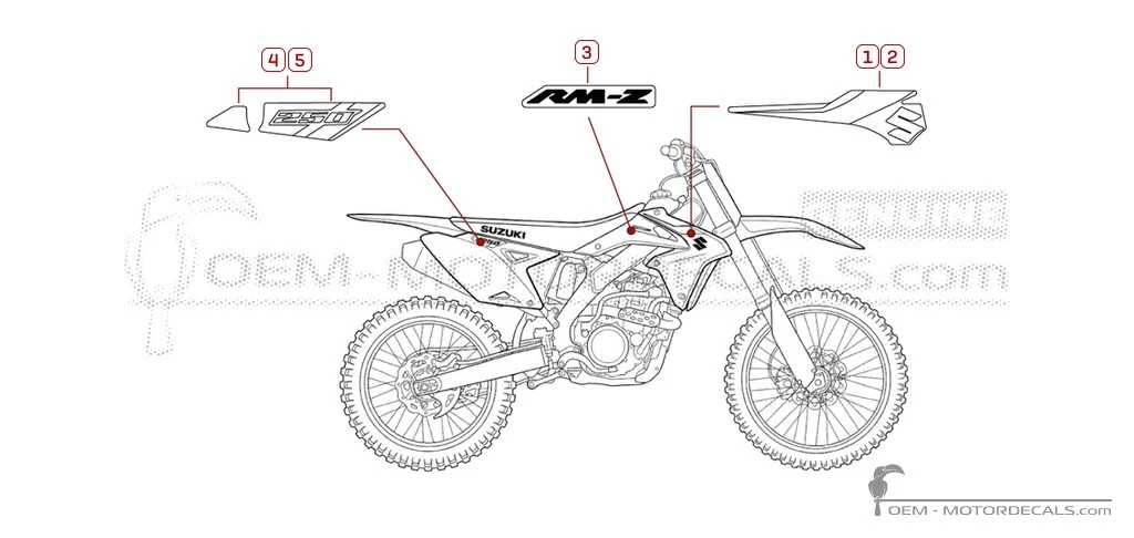 Aufkleber für Suzuki RM-Z250 2018 • Suzuki OEM-Aufkleber