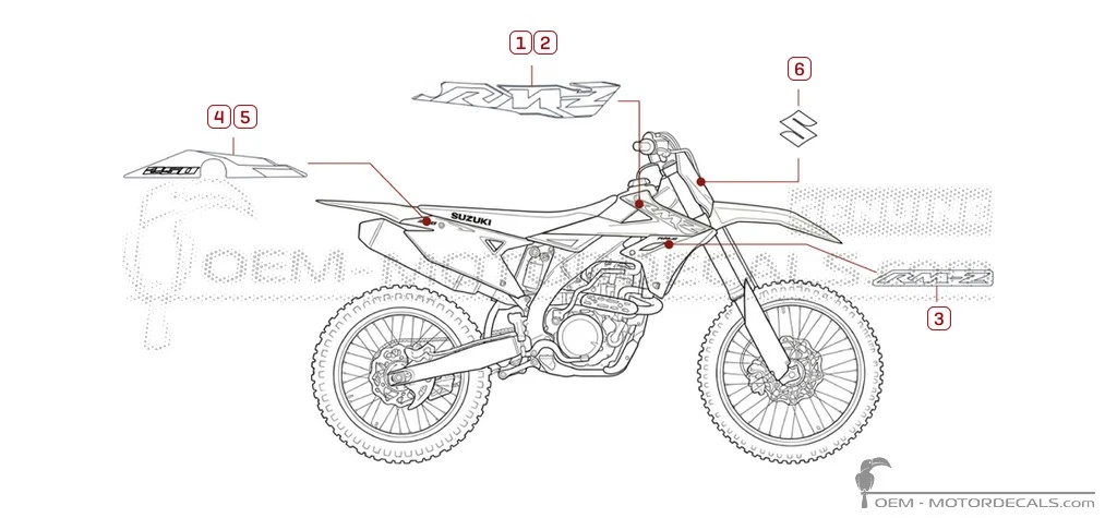 Decals for Suzuki RM-Z250 2025 • Suzuki OEM Decals