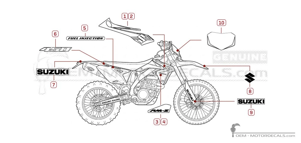 Adesivi per Suzuki RM-Z450 2009 • Suzuki Adesivi OEM