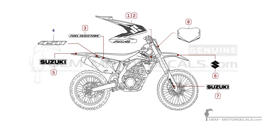 Pegatinas para Suzuki RM-Z450 2010 • Suzuki Pegatinas OEM