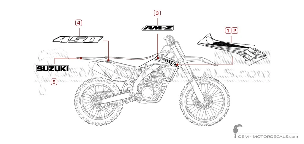 Naklejki do Suzuki RM-Z450 2012 • Suzuki Naklejki OEM