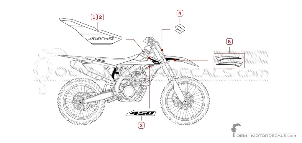 Pegatinas para Suzuki RM-Z450 2026 • Suzuki Pegatinas OEM