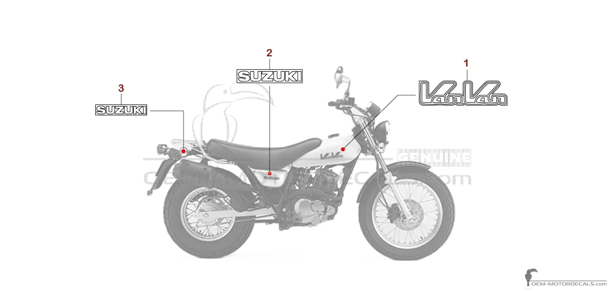 Naklejki do Suzuki RV125 VANVAN 2003 - Srebrny • Suzuki Naklejki OEM