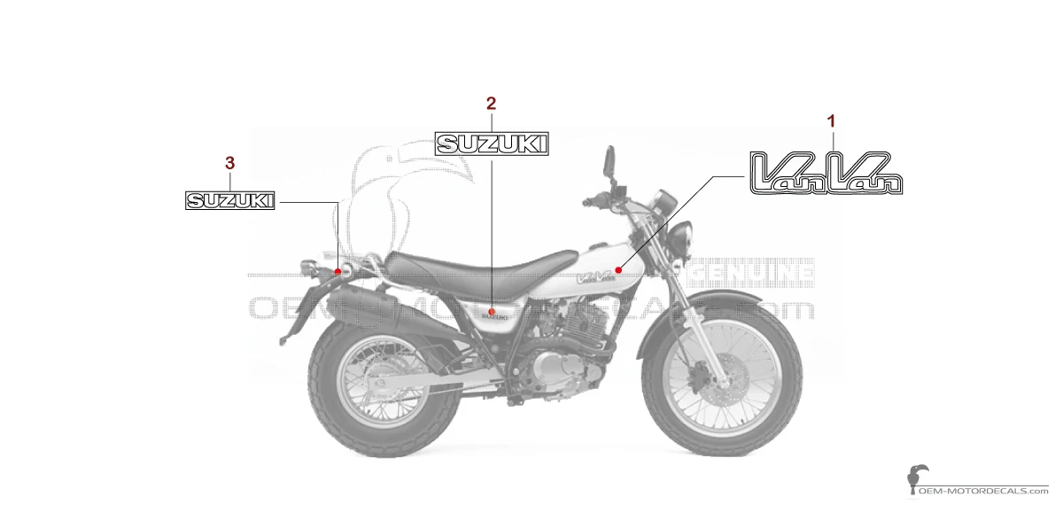 Adesivi per Suzuki RV125 VANVAN 2004 - Argento • Suzuki Adesivi OEM