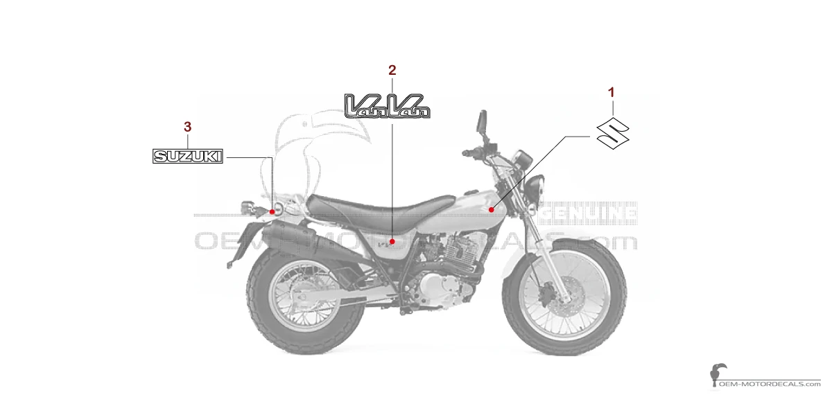 Pegatinas para Suzuki RV125 VANVAN 2005 - Amarillo • Suzuki Pegatinas OEM