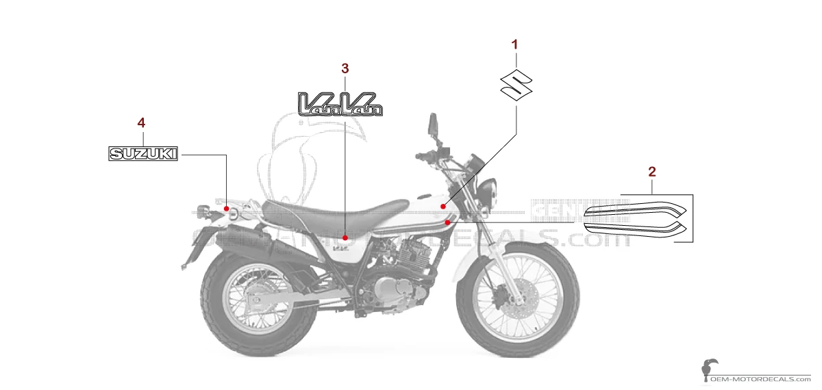 Decals for Suzuki RV125 VANVAN 2007 - White • Suzuki OEM Decals