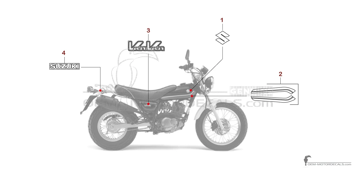 Naklejki do Suzuki RV125 VANVAN 2009 - Czarny • Suzuki Naklejki OEM