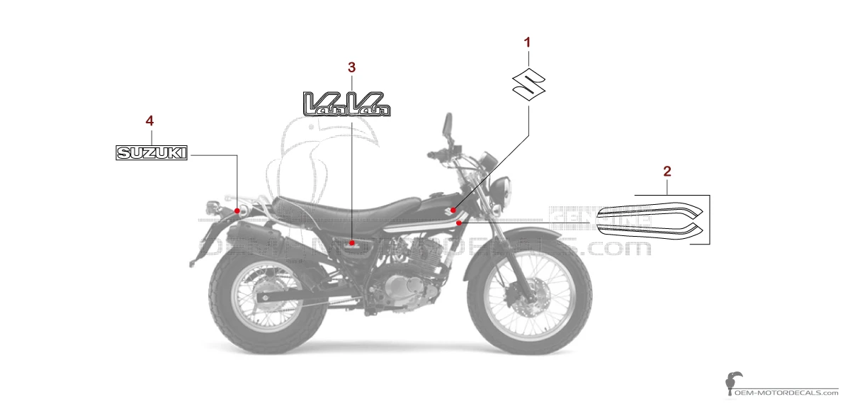 Decals for Suzuki RV125 VANVAN 2013 - Black • Suzuki OEM Decals