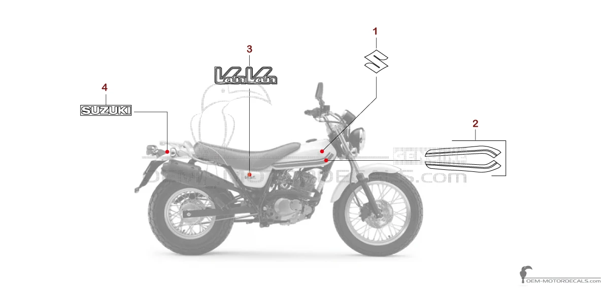 Aufkleber für Suzuki RV125 VANVAN 2014 - Weiss • Suzuki OEM-Aufkleber