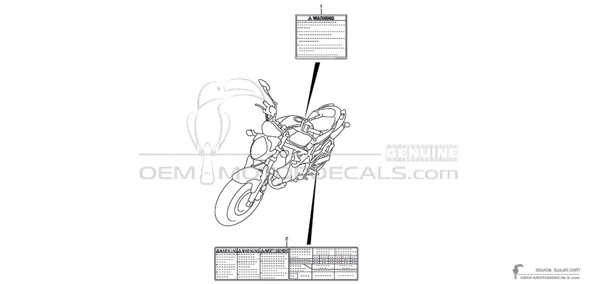 Decals for Suzuki SFV650 GLADIUS - Caution labels • Suzuki OEM Decals