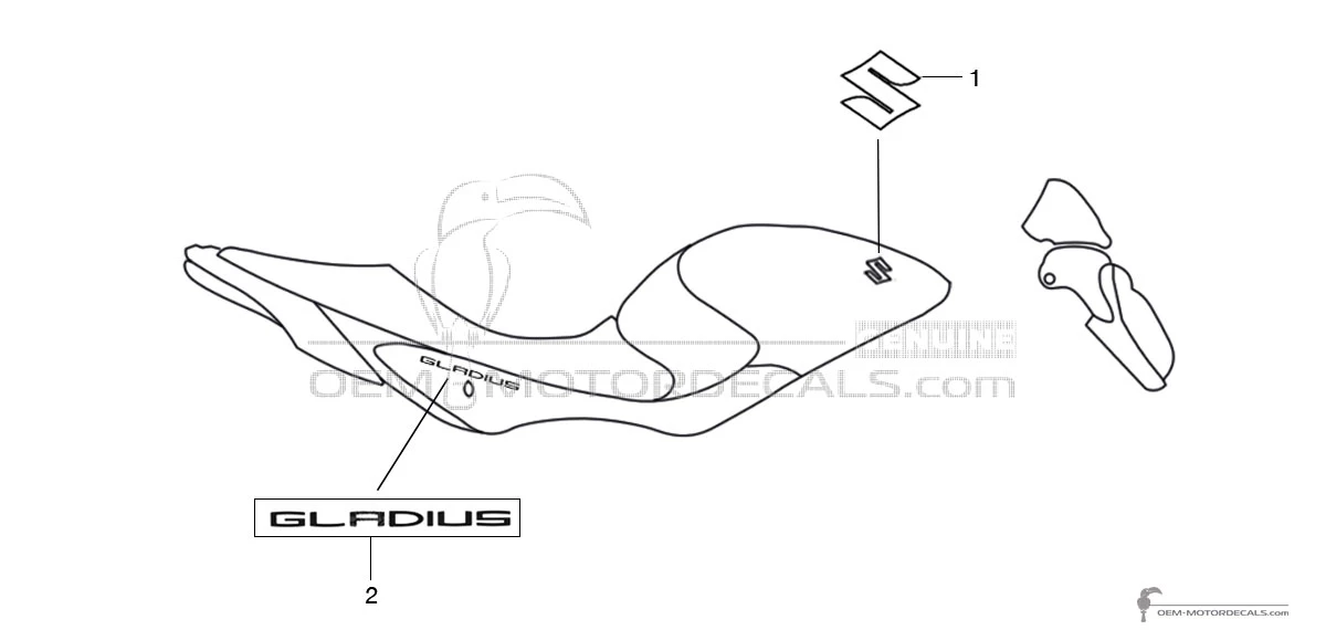 Stickers voor Suzuki SFV650 GLADIUS 2009 - Wit • Suzuki OEM Stickers