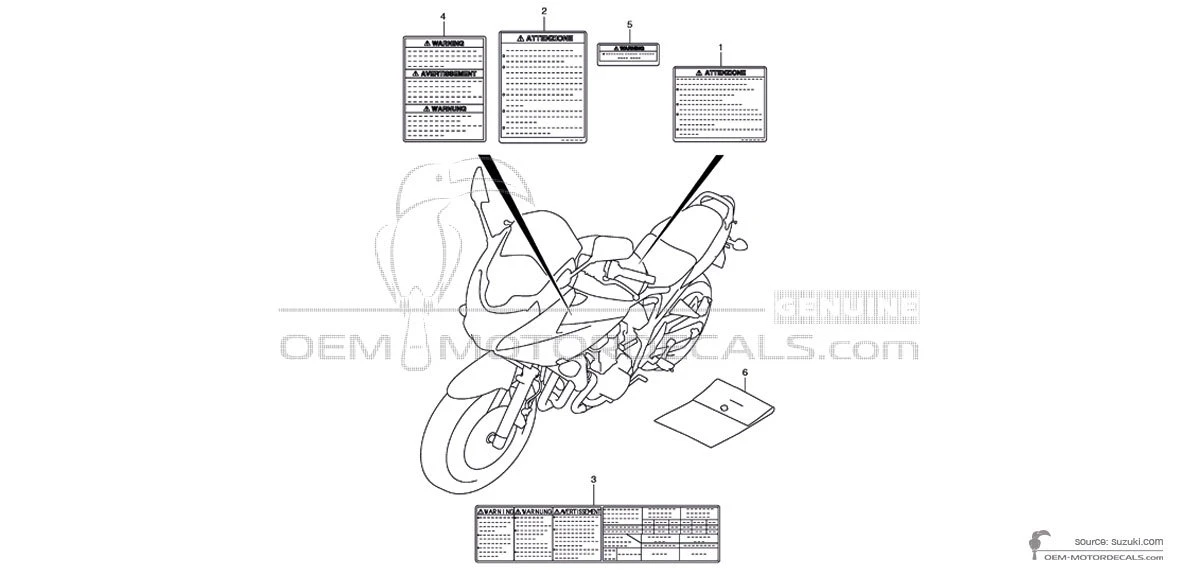 Aufkleber für Suzuki SFV650 GLADIUS - Vorsichtsetiketten • Suzuki OEM-Aufkleber