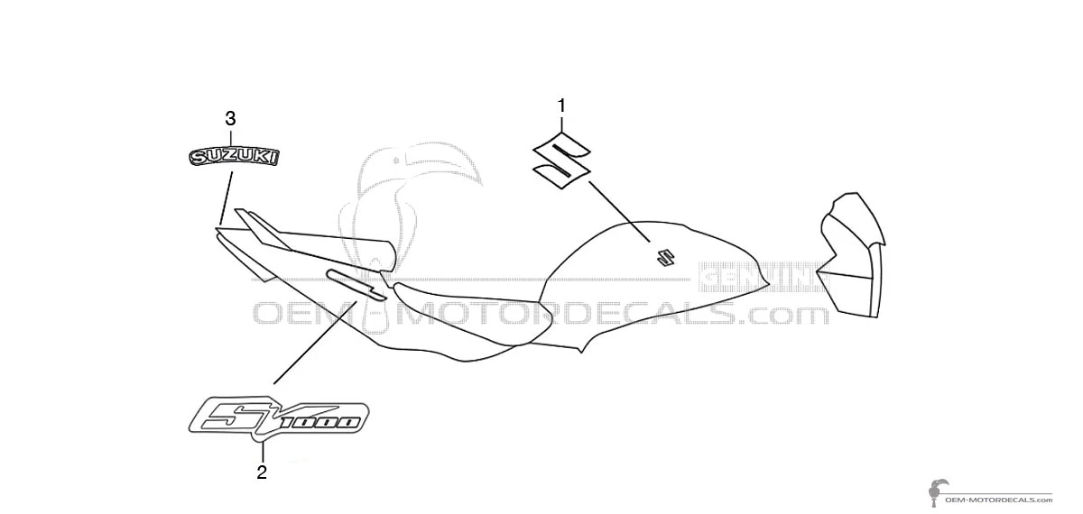 Pegatinas para Suzuki SV1000 2007 - Negro • Suzuki Pegatinas OEM