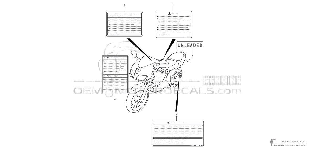 Adesivi per Suzuki SV650 - Etichette di avvertenza • Suzuki Adesivi OEM