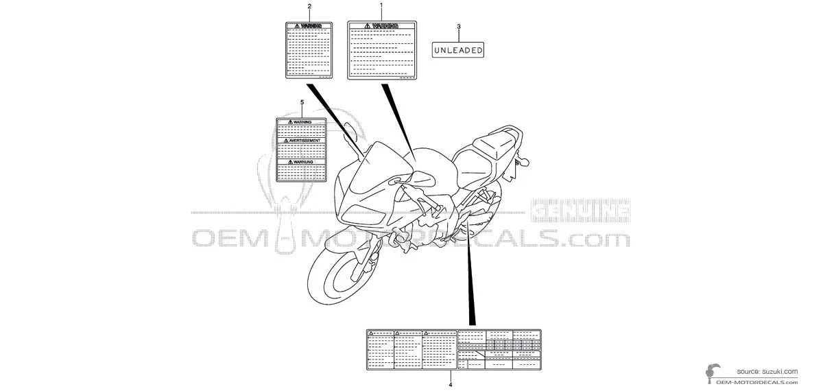 Pegatinas para Suzuki SV650 - Etiquetas de precaución • Suzuki Pegatinas OEM