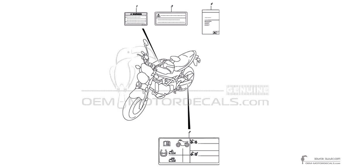 Decals for Suzuki SV650 - Caution labels • Suzuki OEM Decals