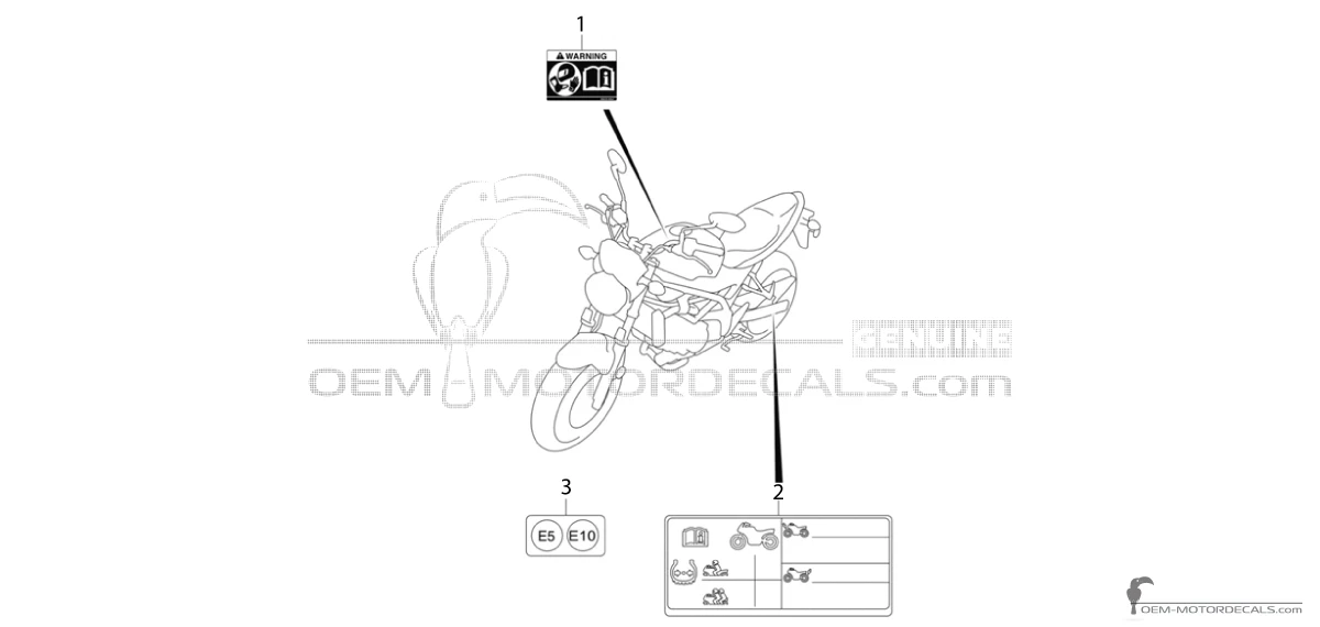 Decals for Suzuki SV650 - Caution labels • Suzuki OEM Decals