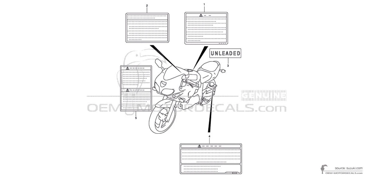 Decals for Suzuki SV650S - Caution labels • Suzuki OEM Decals