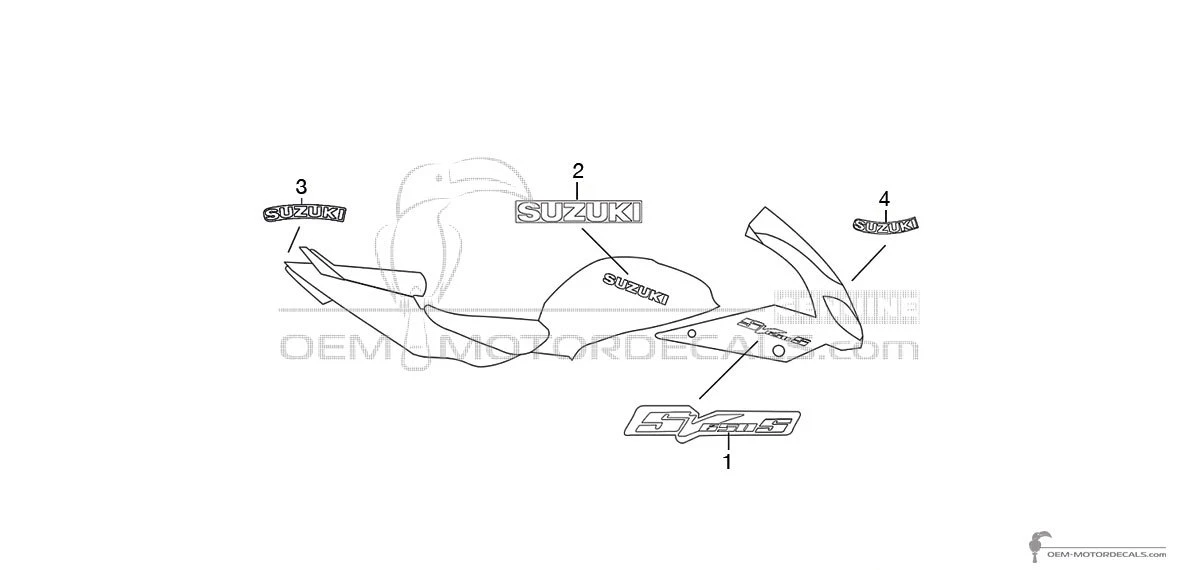Naklejki do Suzuki SV650S 2003 - Srebrny • Suzuki Naklejki OEM