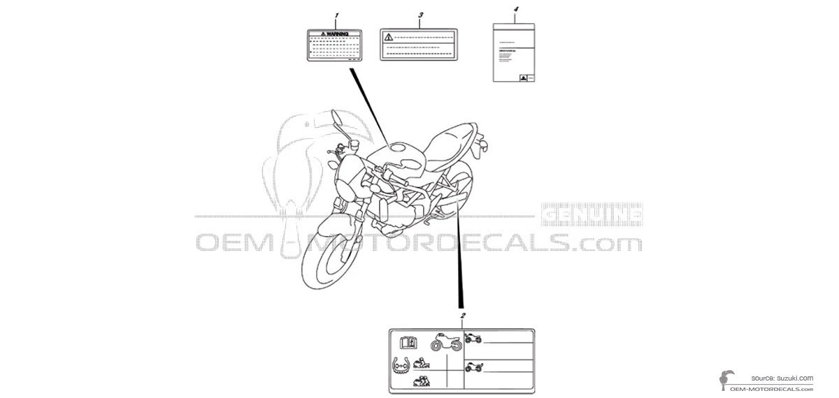 Decals for Suzuki SV650X - Caution labels • Suzuki OEM Decals