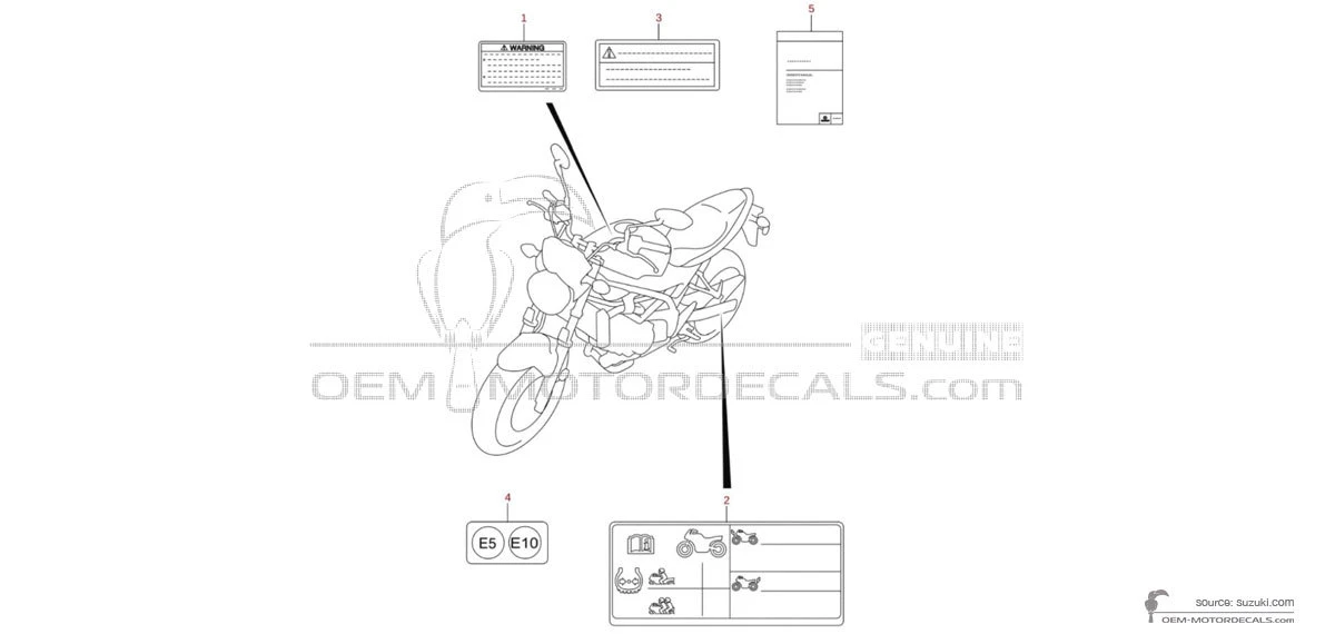 Adesivi per Suzuki SV650X - Etichette di avvertenza • Suzuki Adesivi OEM