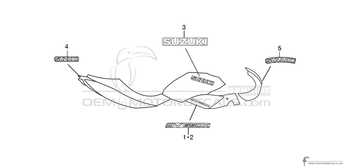Aufkleber für Suzuki SV650X 2020 - Schwarz • Suzuki OEM-Aufkleber